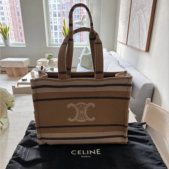 CELINE Jacquard Striped Large Cabas Thais - Picture 2 of 8